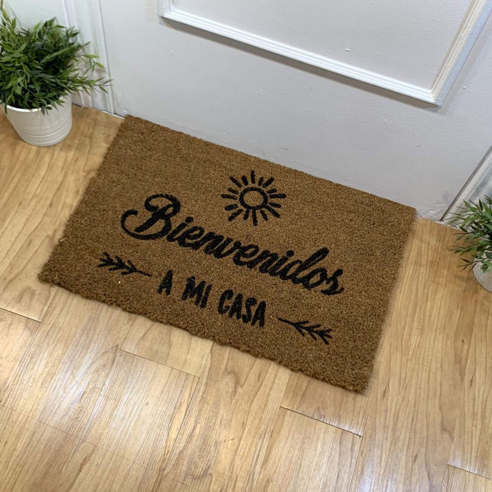 Zerbino In Cocco Naturale Dipinto A Mano 60x40 Cm | "Fino A Poi Mari Carmen 12" | Antiscivolo
